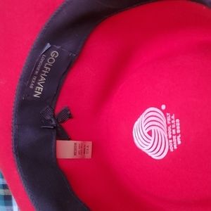 Dorfman Pacific Red Wool Gold tone ornaments Women's Hat, size M